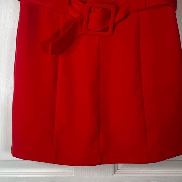 Lovers + Friends Sz S Mini Skirt Belted Dark Coral - Picture 3 of 8